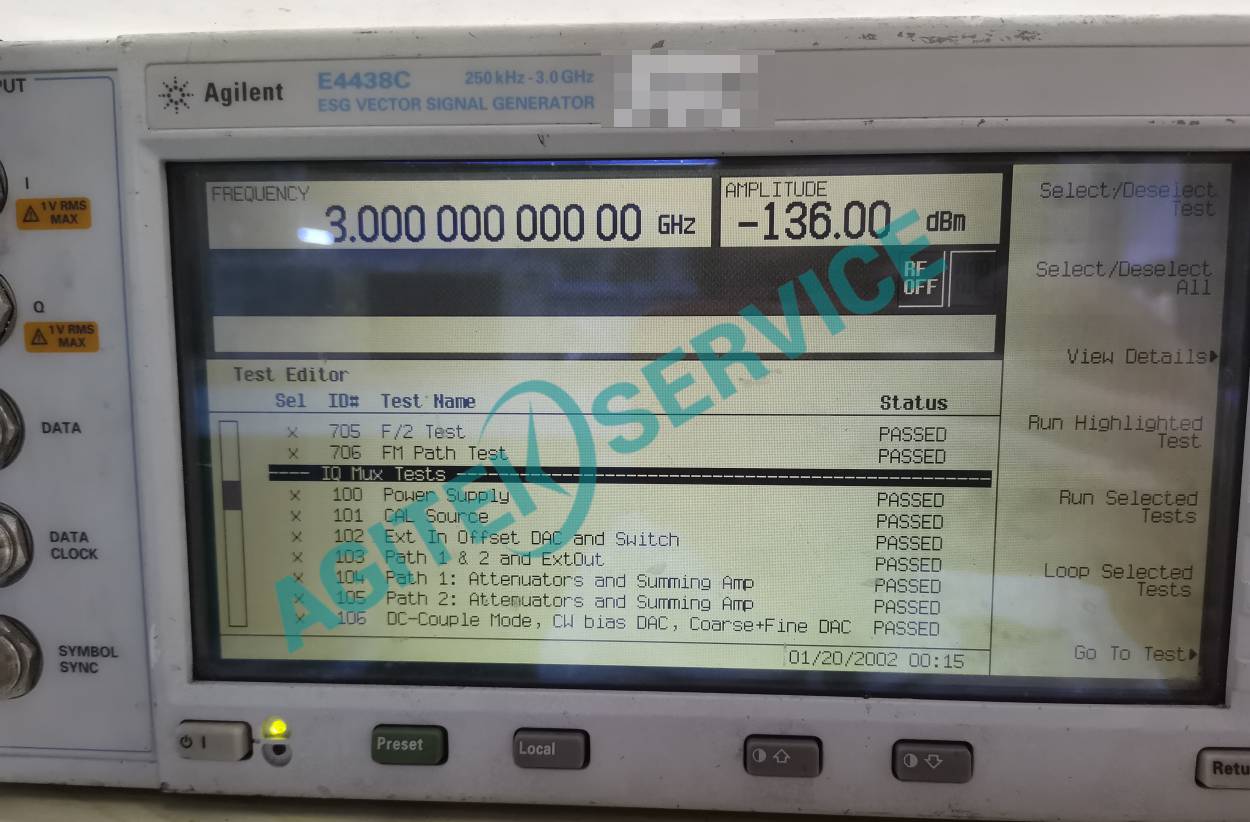 安捷倫E4438C ESG係列矢量信號發生器報錯103