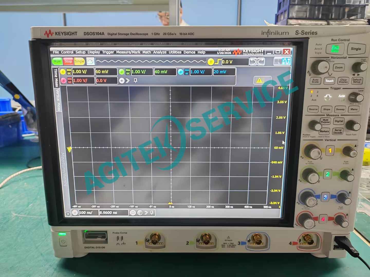 Keysight是德科技DSOS104A示波器自檢報錯，無基線，無法測量維修案例