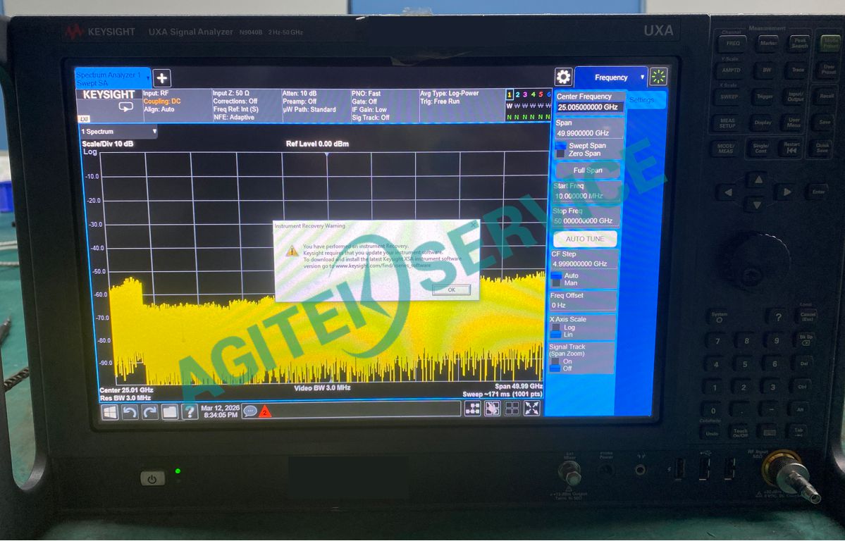 Keysight是德科技N9040B 50GHz頻譜分析儀 開機報錯、0頻過載維修案例