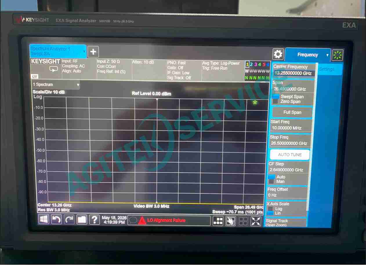 Keysight是德科技N9010B 26.5GHz頻譜分析儀開機報錯、自校準失敗、無跡線維修案例