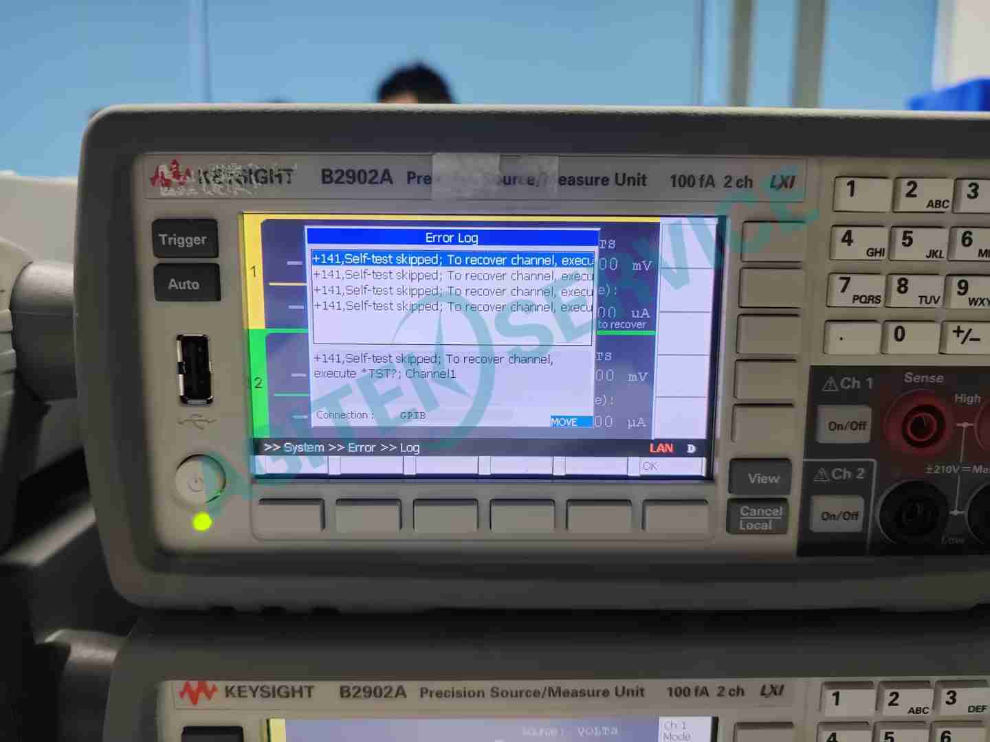 Keysight是德B2902A源表模塊一輸出報錯，自檢報錯141，無法正常輸出維修案例