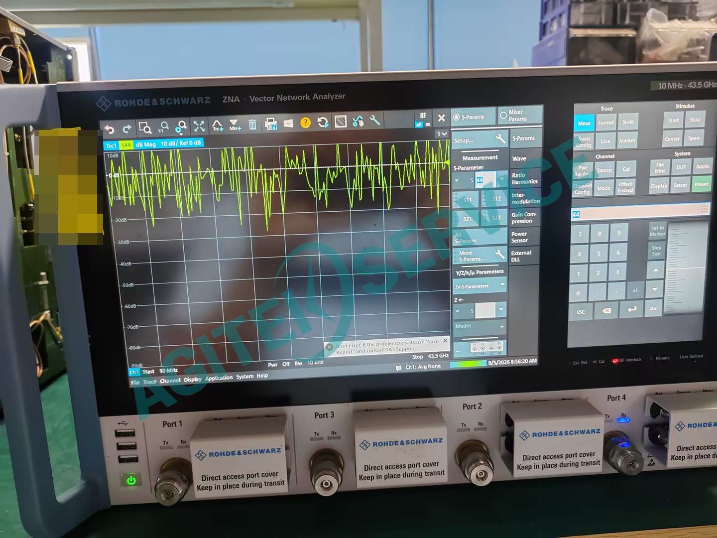 R&S ZNA43失網自檢報錯、端口無輸出、基線雜亂維修故障圖